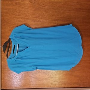 Turquoise split neck blouse
